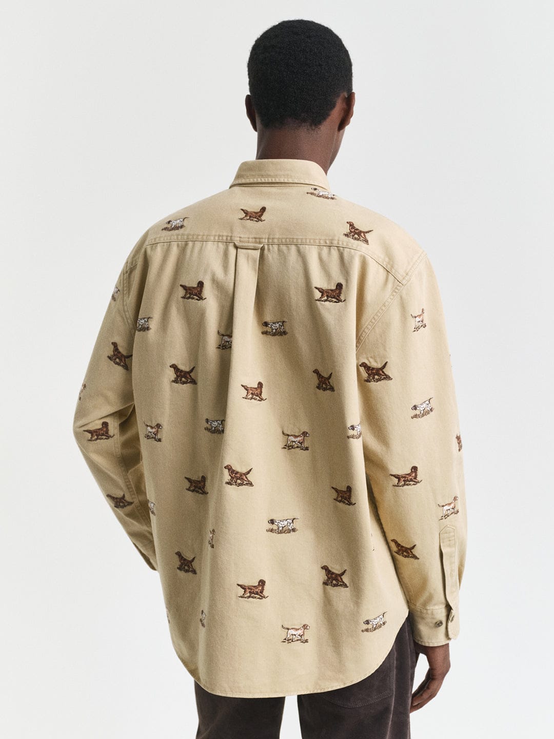 Gant Men Beige Embroidered Collar Shirt