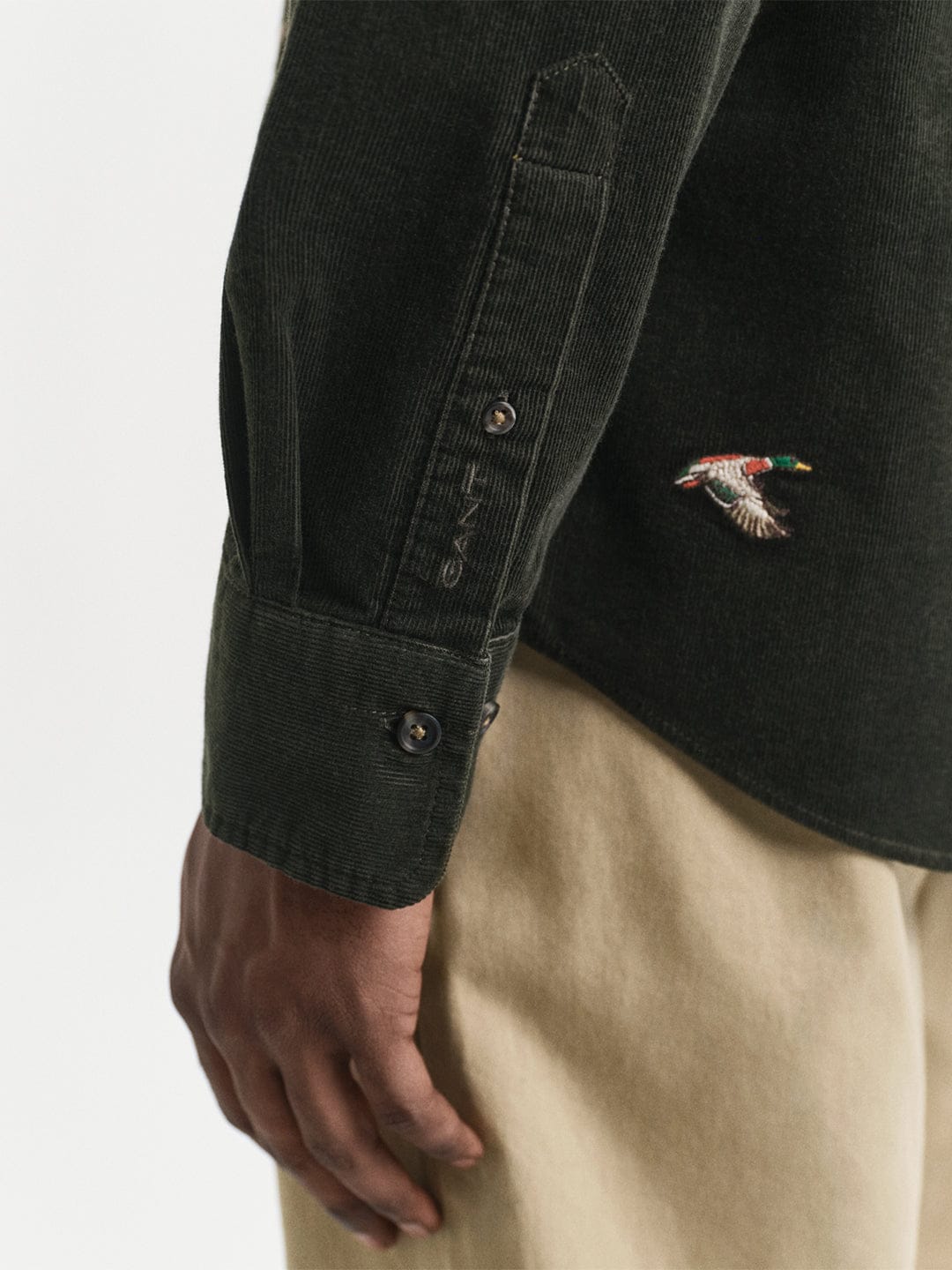 Gant Men Green Embroidered Collar Shirt