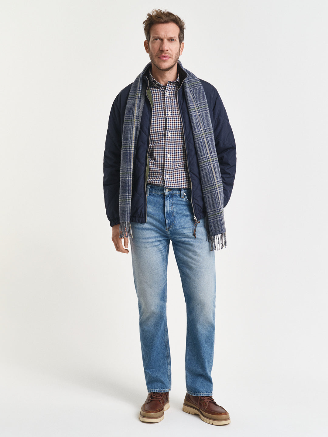 Gant Men Brown Checks Collar Shirt