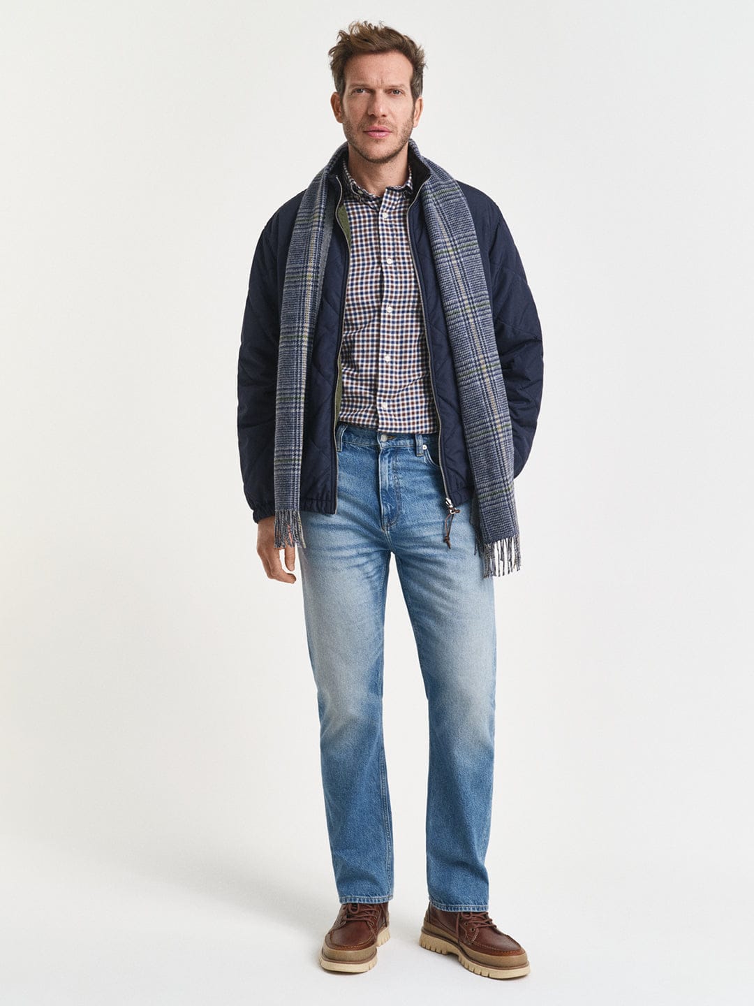 Gant Men Brown Checks Collar Shirt