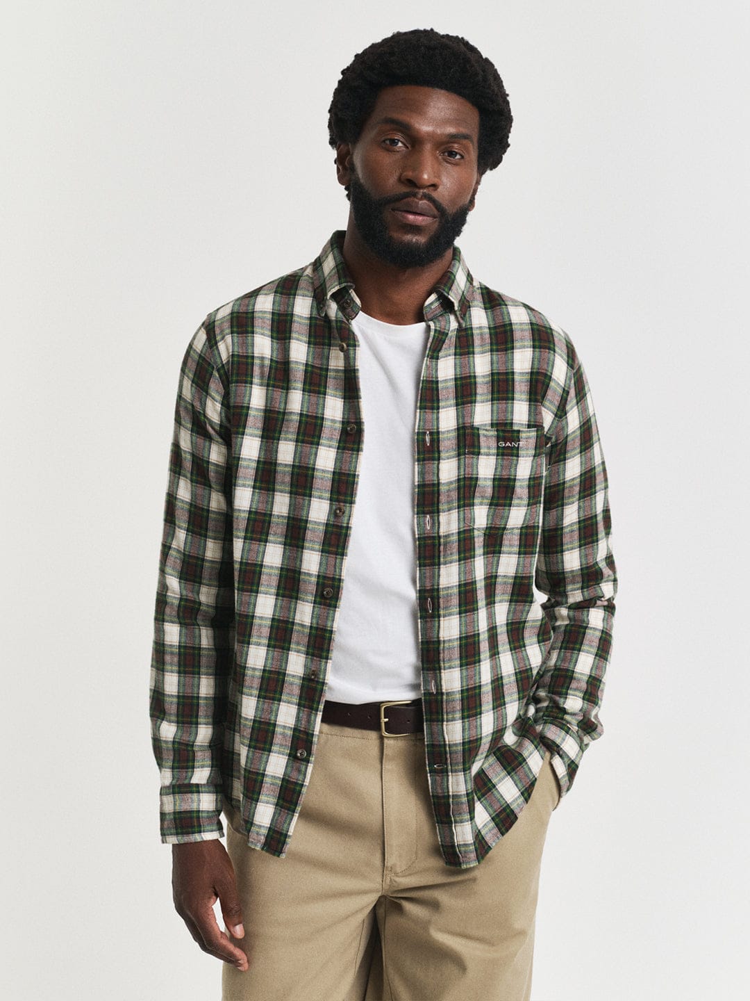 Gant Men Cream Checks Collar Shirt
