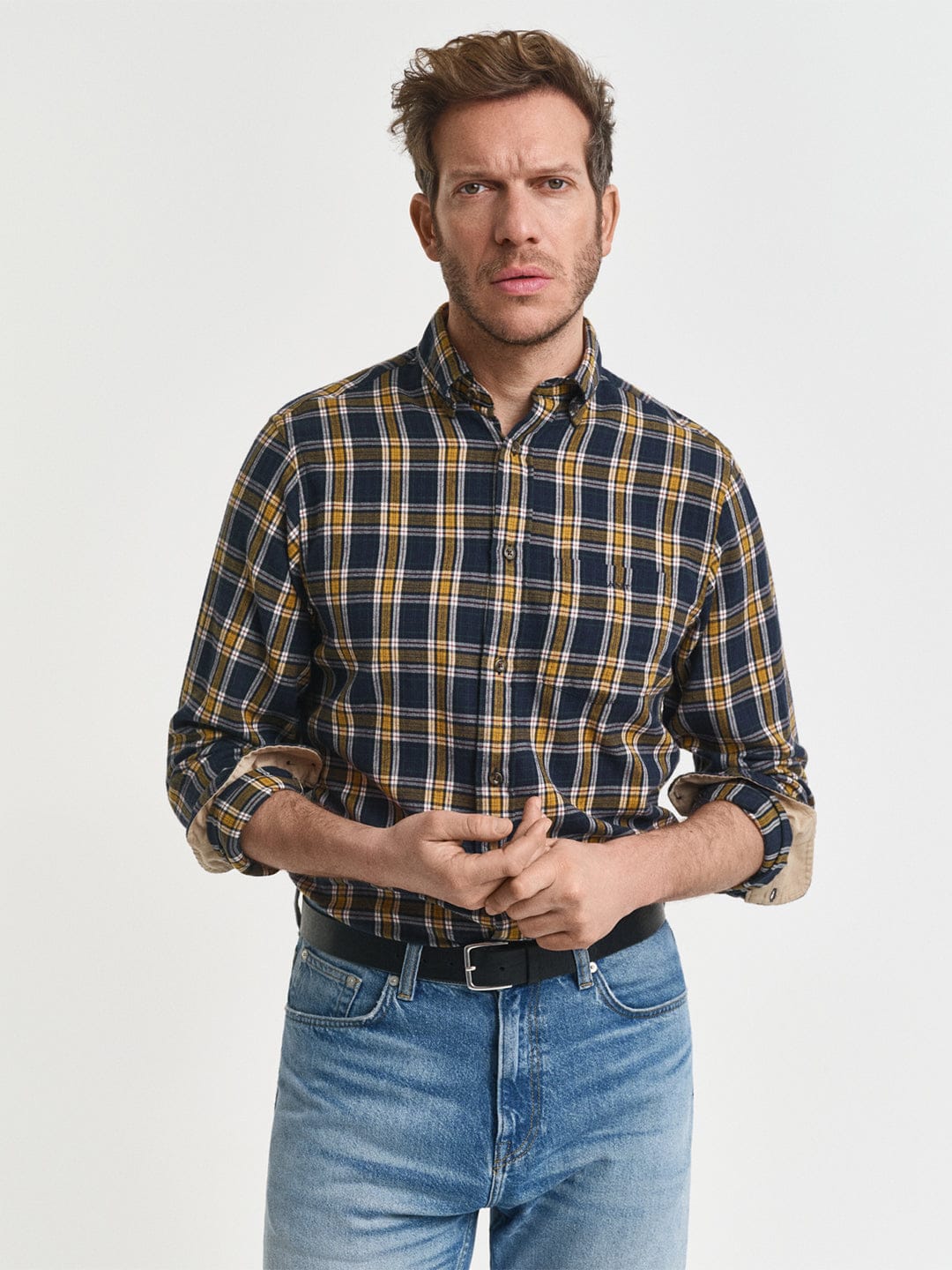 Gant Men Blue Checks Collar Shirt