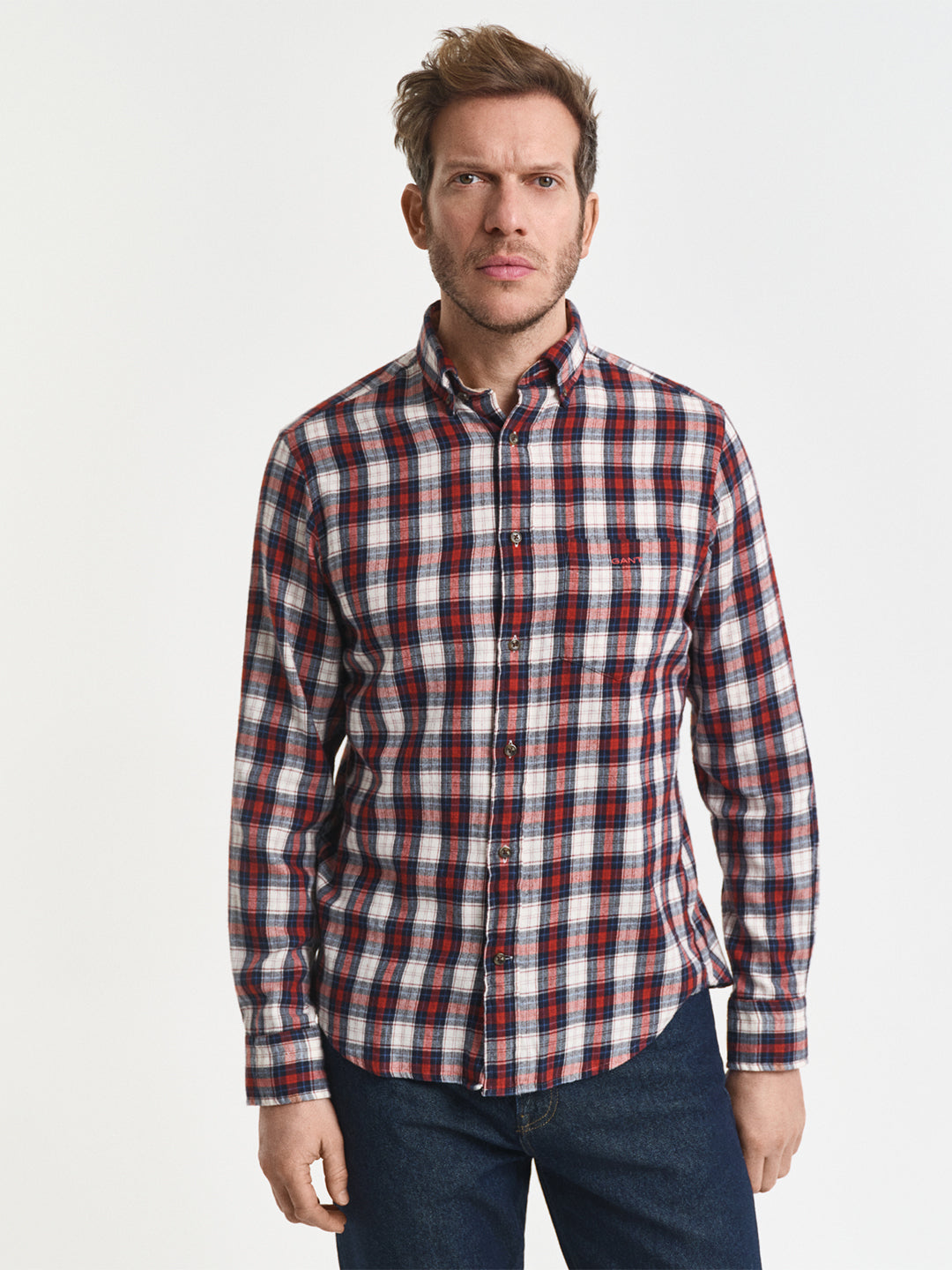 Gant Men Red Checks Collar Shirt