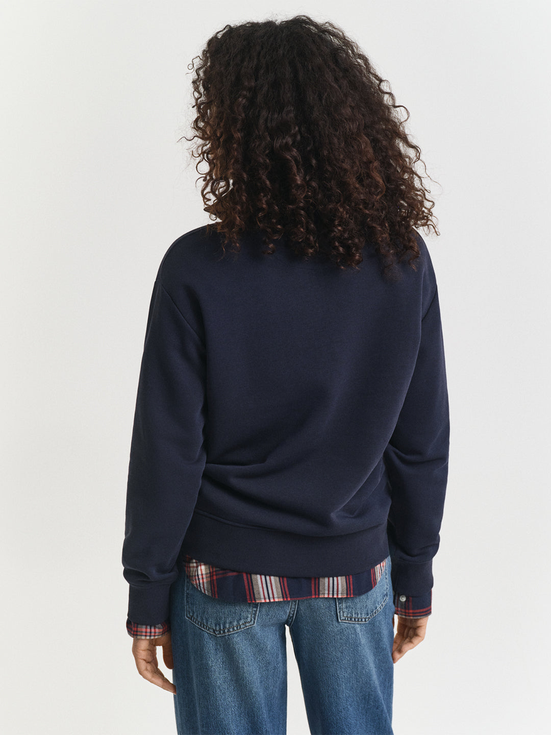 Gant Women Blue Solid Stand Collar Sweatshirt
