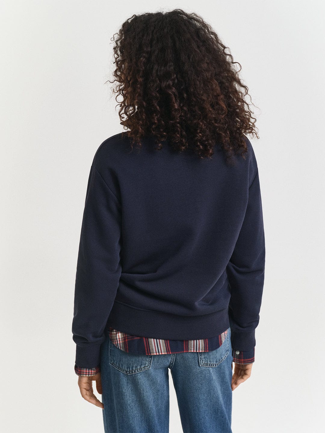 Gant Women Blue Solid Stand Collar Sweatshirt