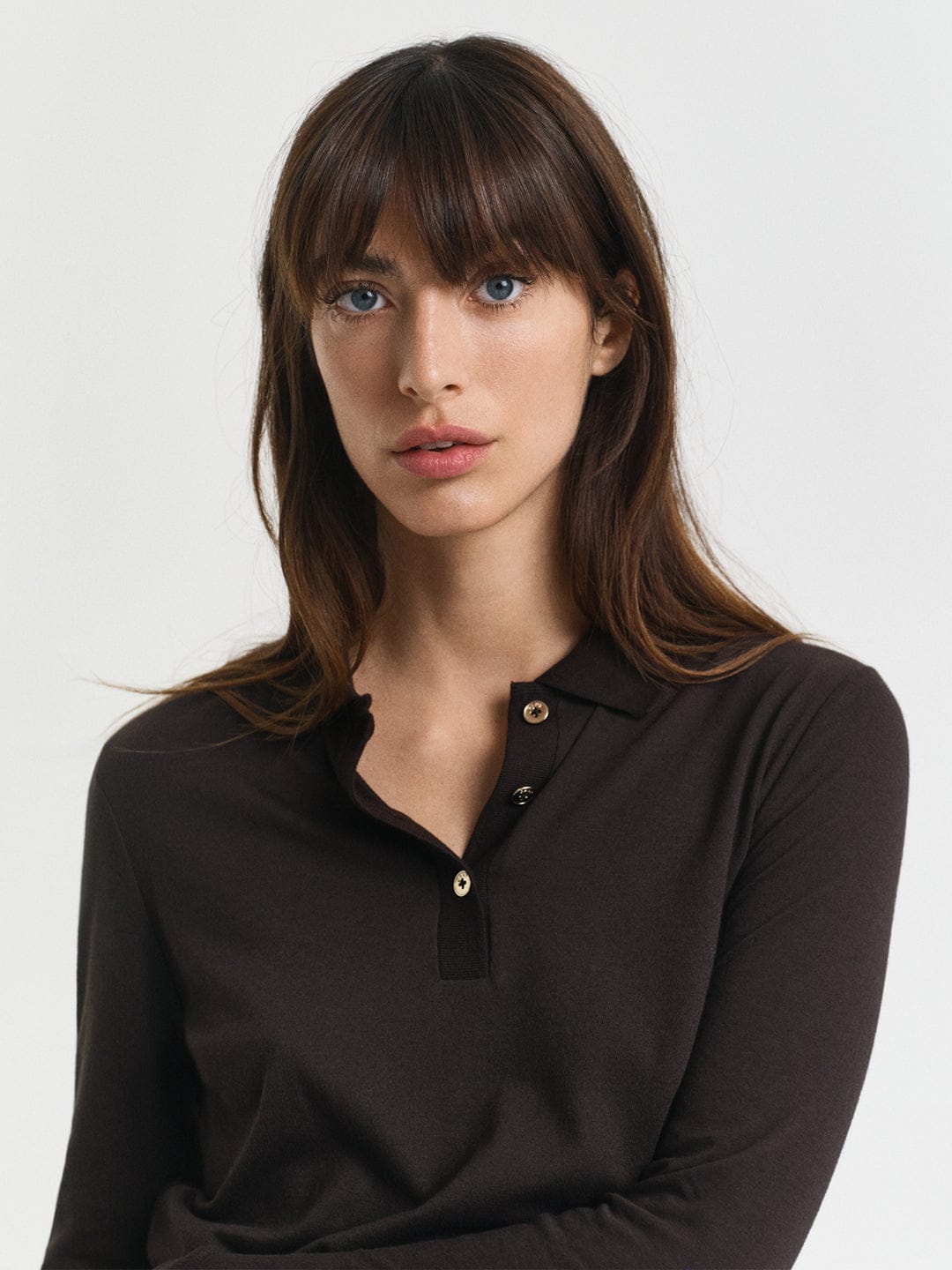 Gant Women Brown Solid Polo Tshirt