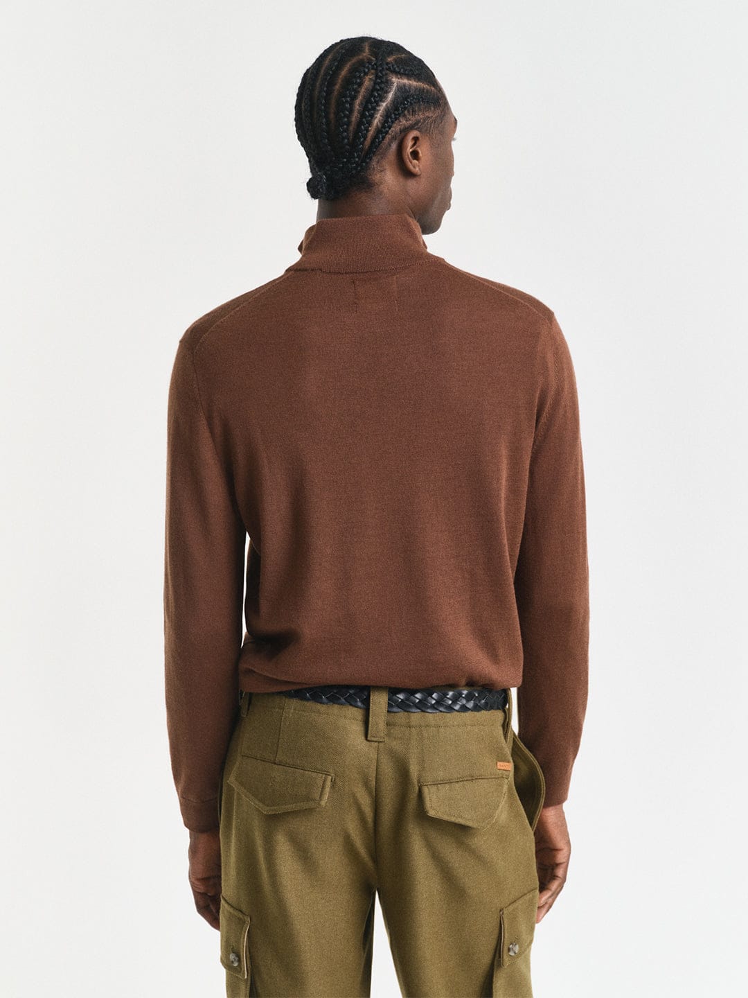 Gant Men Brown Solid Half Zip Sweater