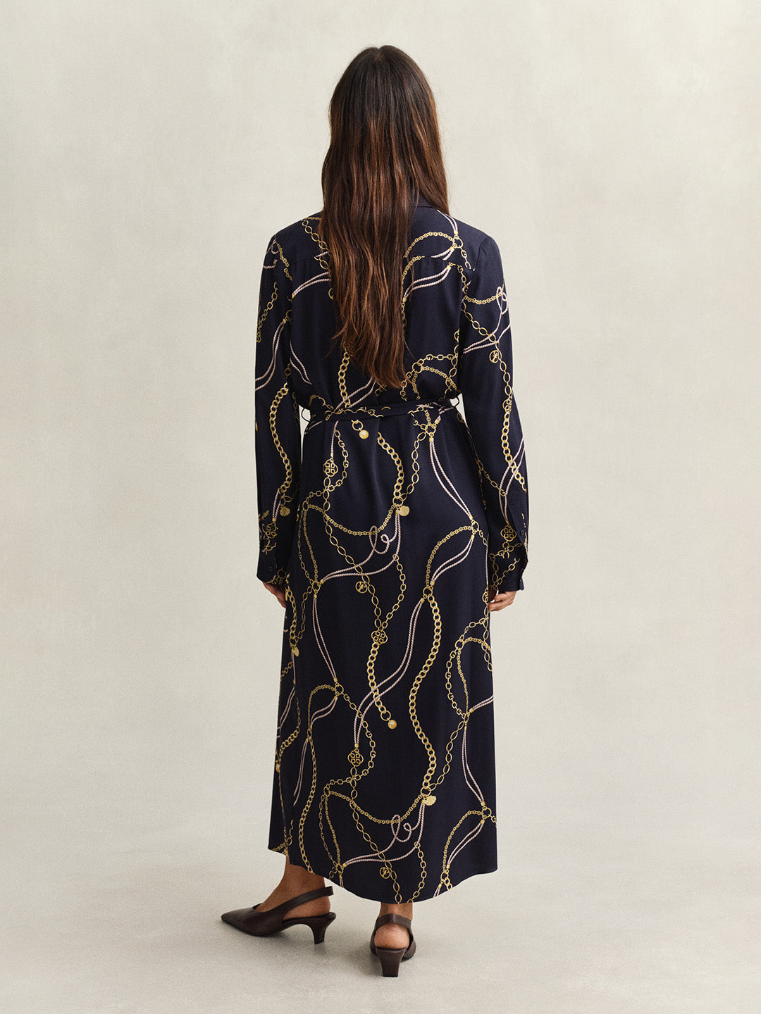 Gant Women Navy Blue Printed Midi Shirt Dress