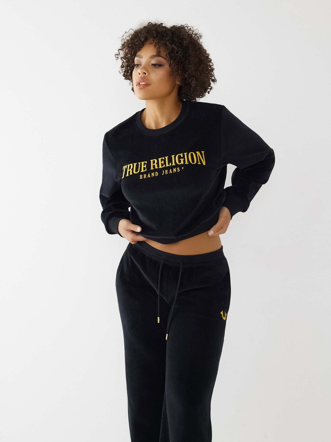 True Religion Women Black Regular Fit Sweatshirt