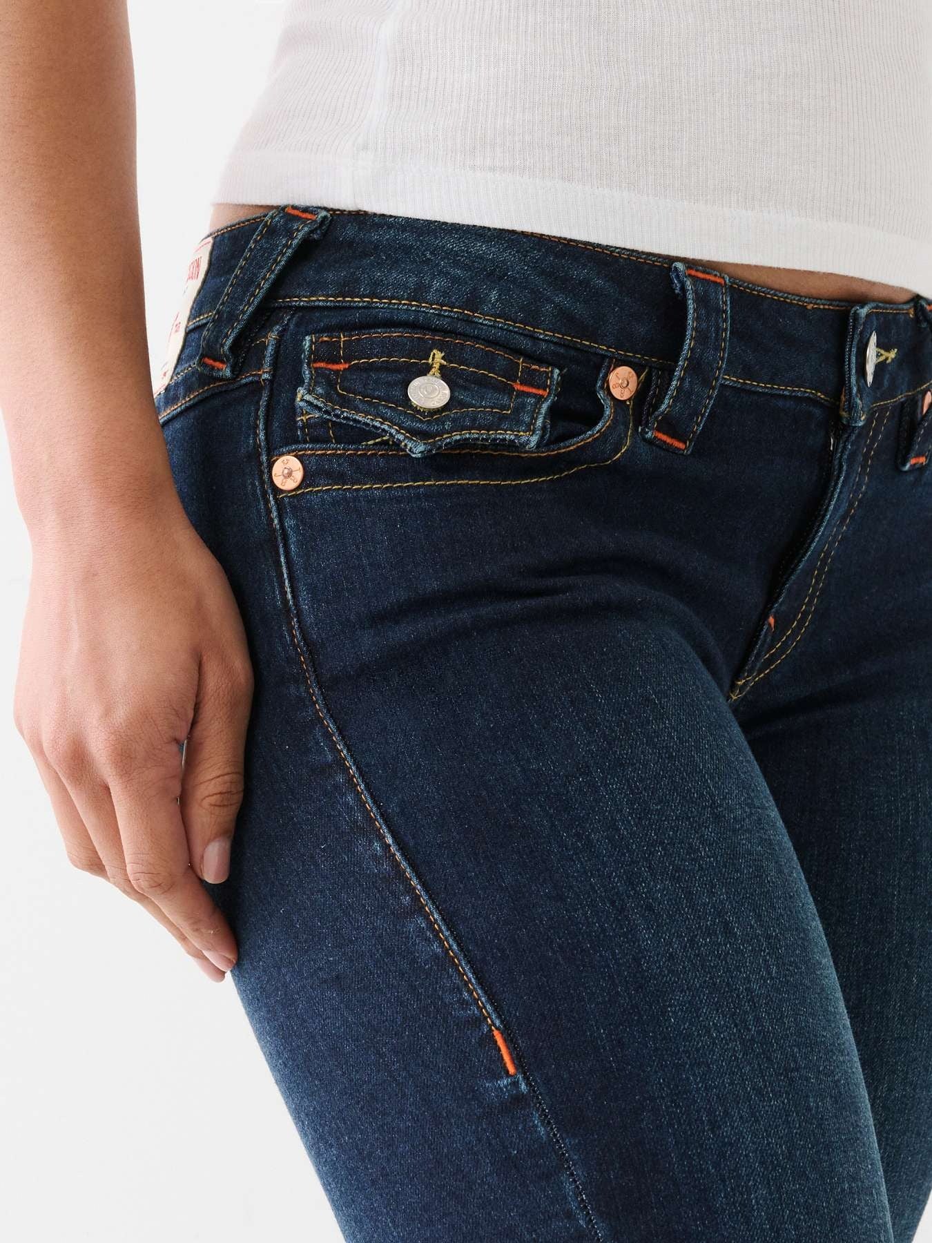 True Religion Women Blue Solid Flared Low-Rise Jeans