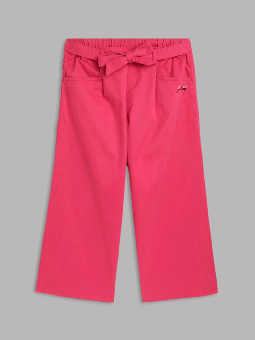 Blue Giraffe Girls Pink Solid Straight Fit Flat-Front Trouser