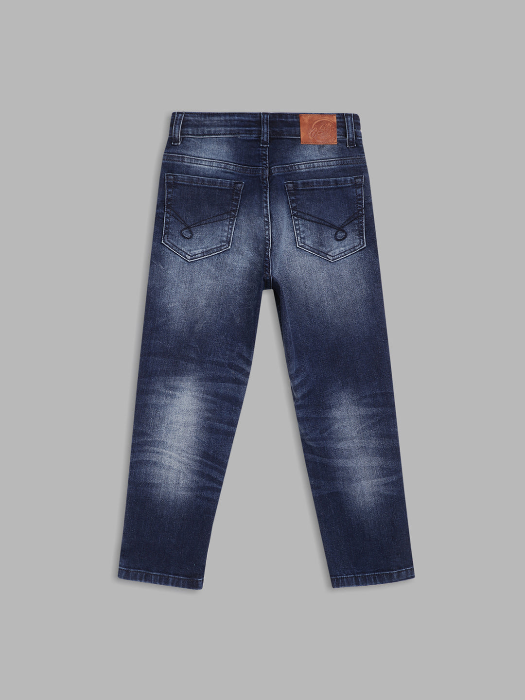 Blue Giraffe Boys Blue Solid Regular Fit Jeans