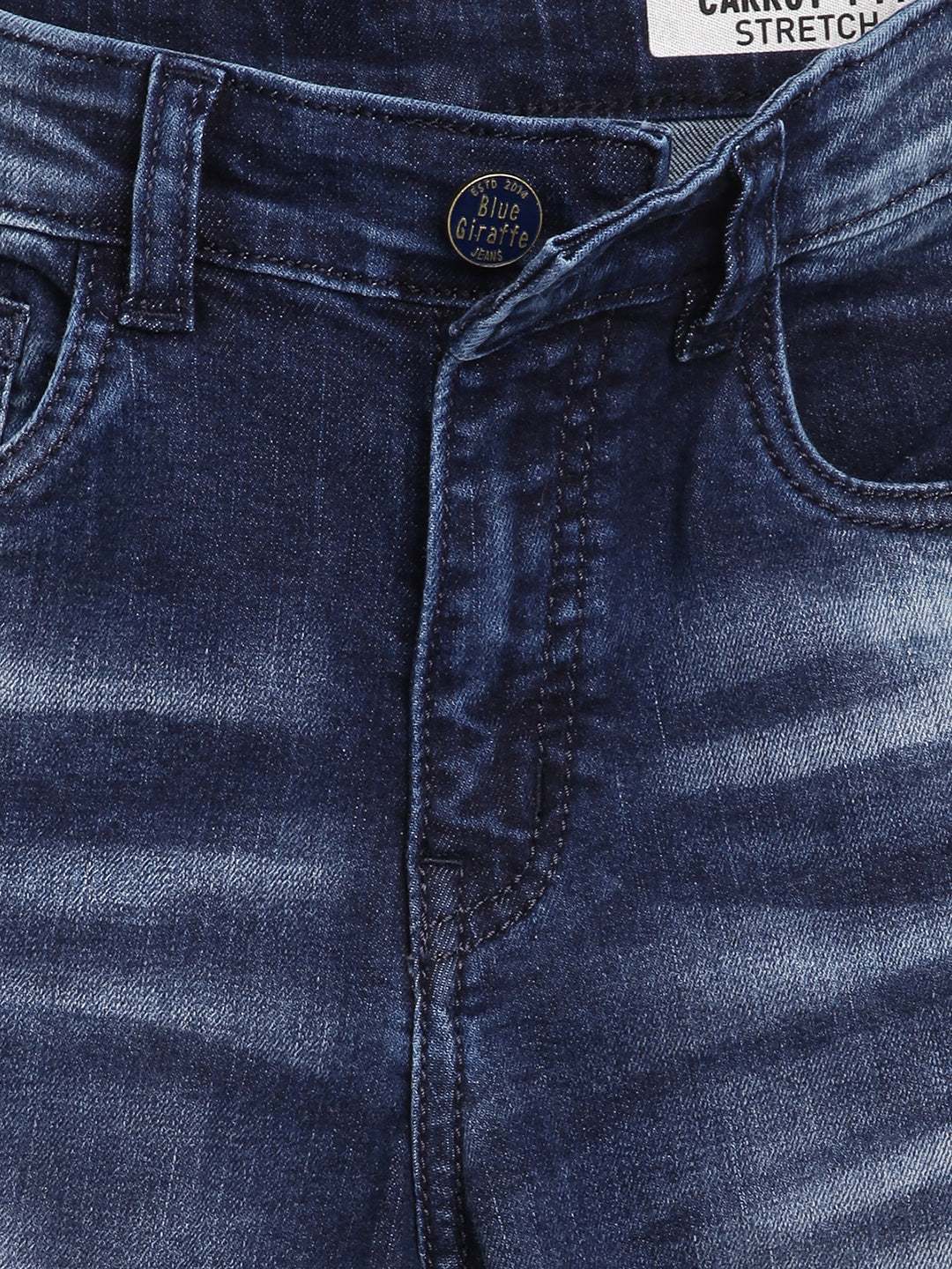 Blue Giraffe Boys Blue Solid Regular Fit Jeans