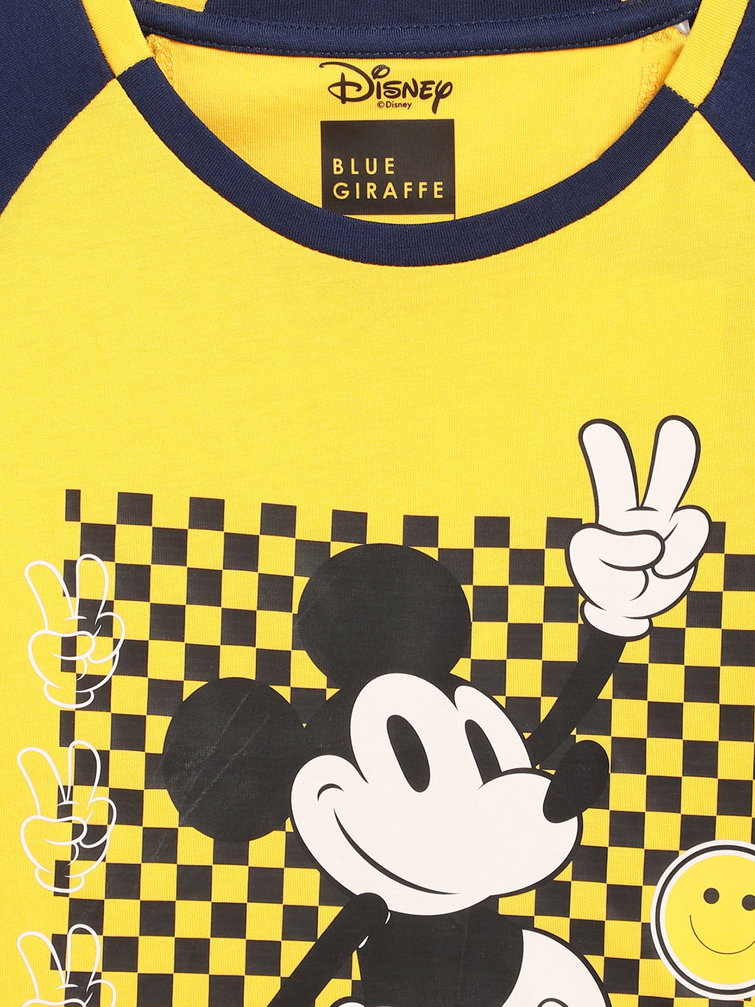 Blue Giraffe Boys Yellow Printed Round Neck Short Sleeves Tshirt