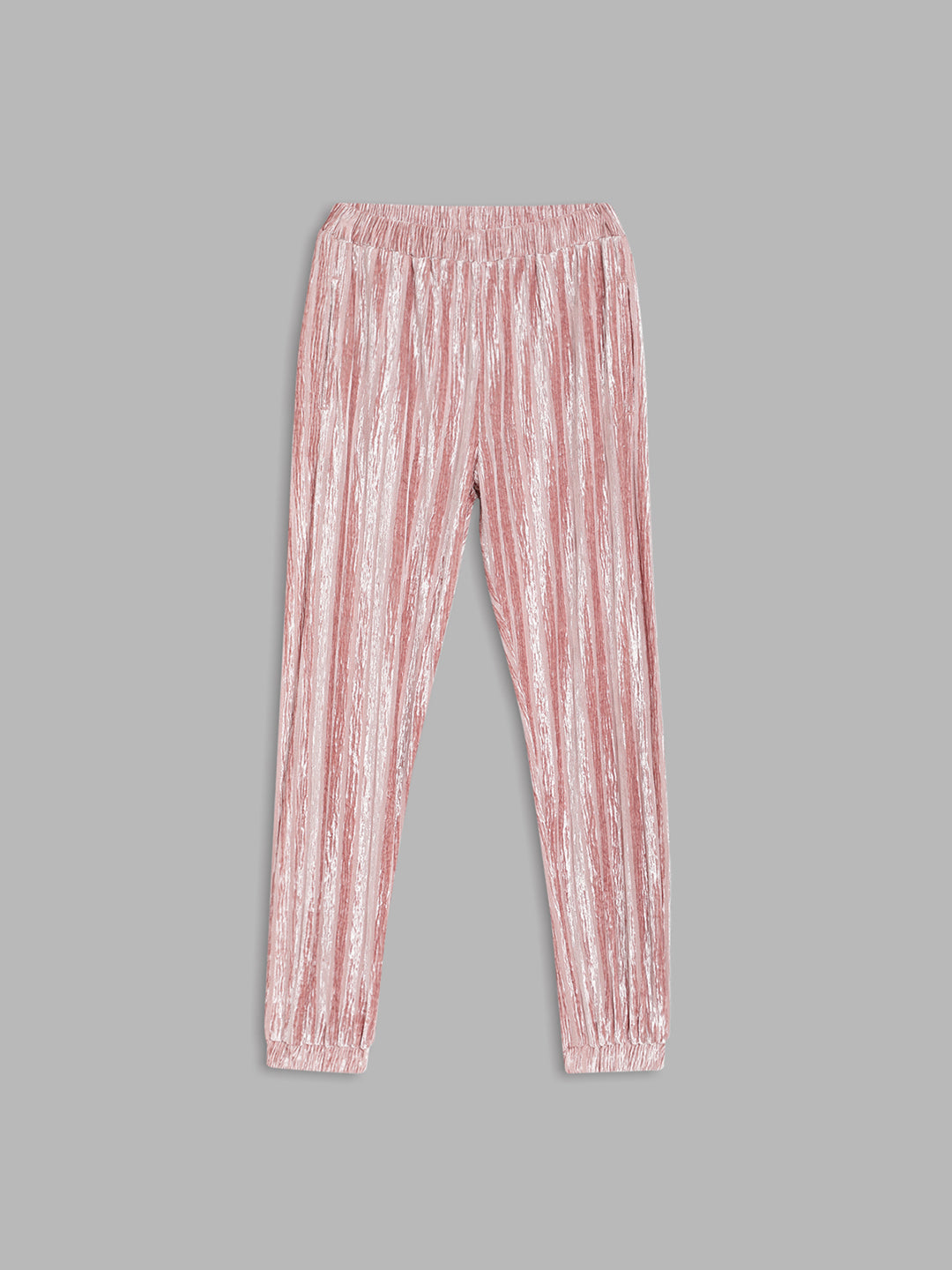 Blue Giraffe Girls Peach Self Design Regular Fit Mid-Rise Jogger Style Track Pants