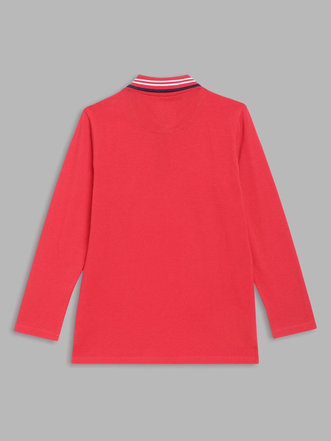 Blue Giraffe Boys Red Solid Polo Collar Full Sleeves Tshirt