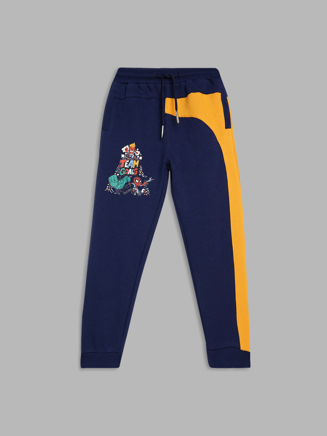 Blue Giraffe Boys Navy Blue Colorblocked Regular Fit Mid-Rise Jogger Style Track Pants