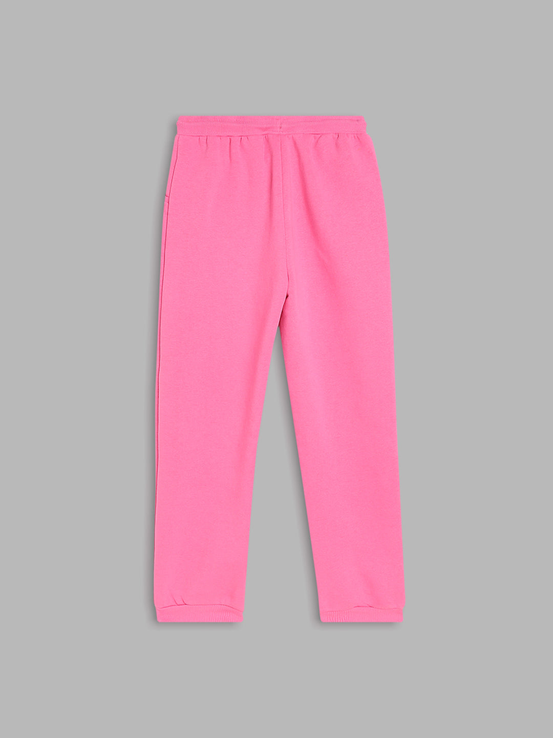 Blue Giraffe Girls Pink Solid Regular Fit Mid-Rise Track Pants