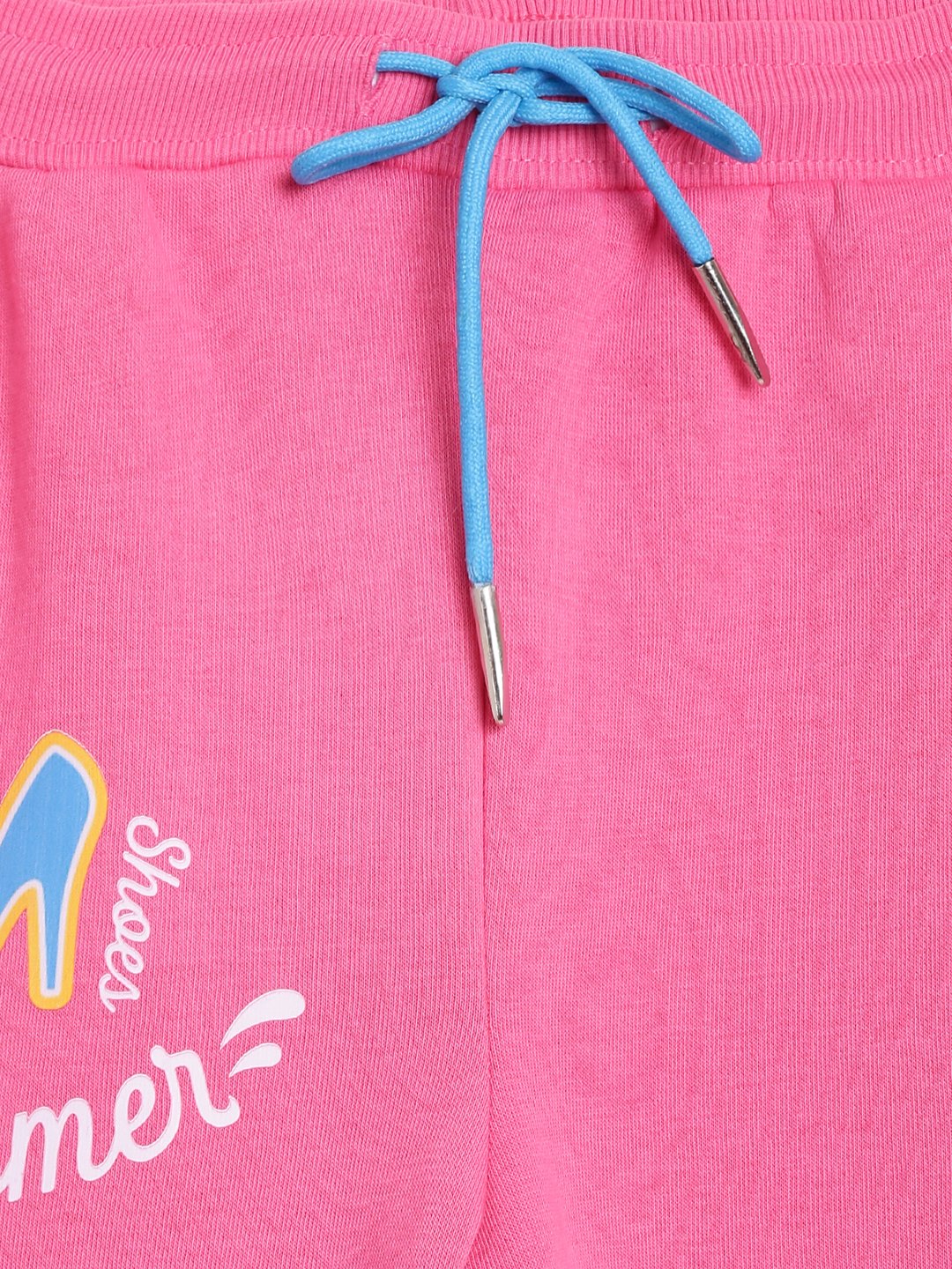 Blue Giraffe Girls Pink Solid Regular Fit Mid-Rise Track Pants