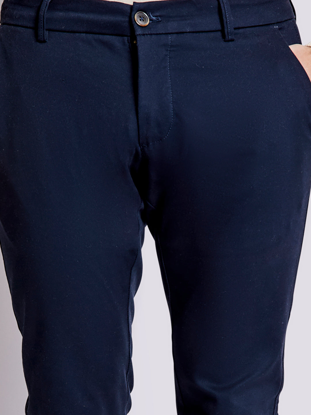 Bruun & Stengade Men Navy Blue Solid Slim Fit Trouser