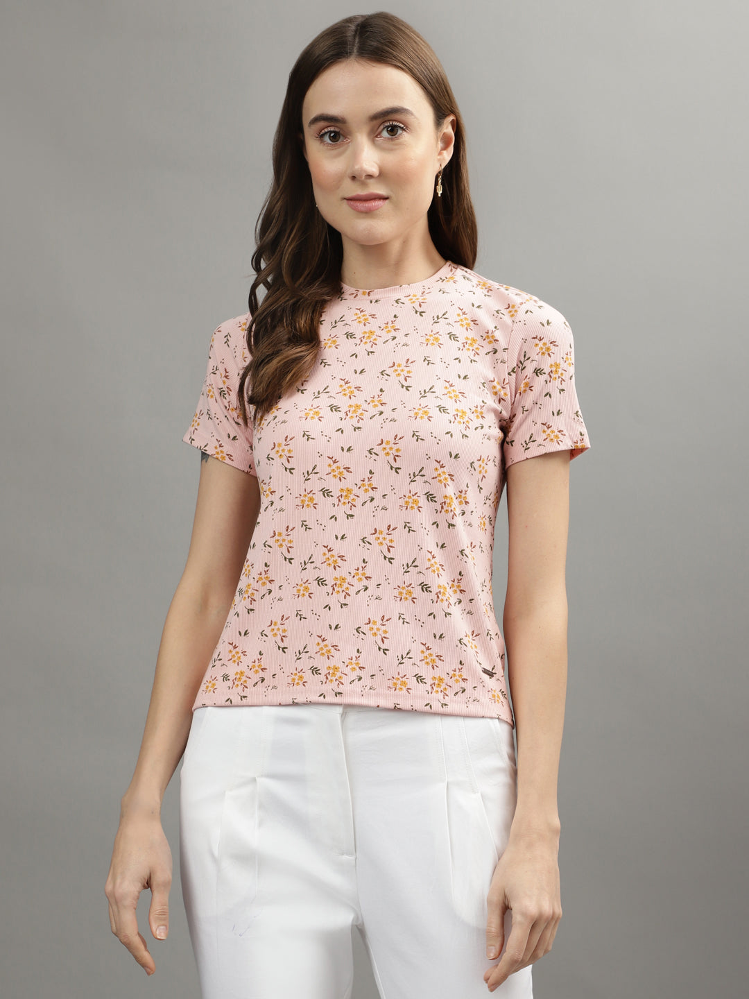 Iconic Women Multicolor Printed Round Neck Short Sleeves Tshirt