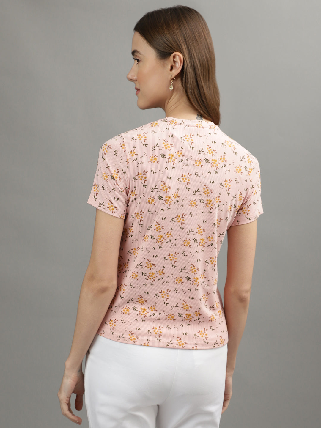 Iconic Women Multicolor Printed Round Neck Short Sleeves Tshirt