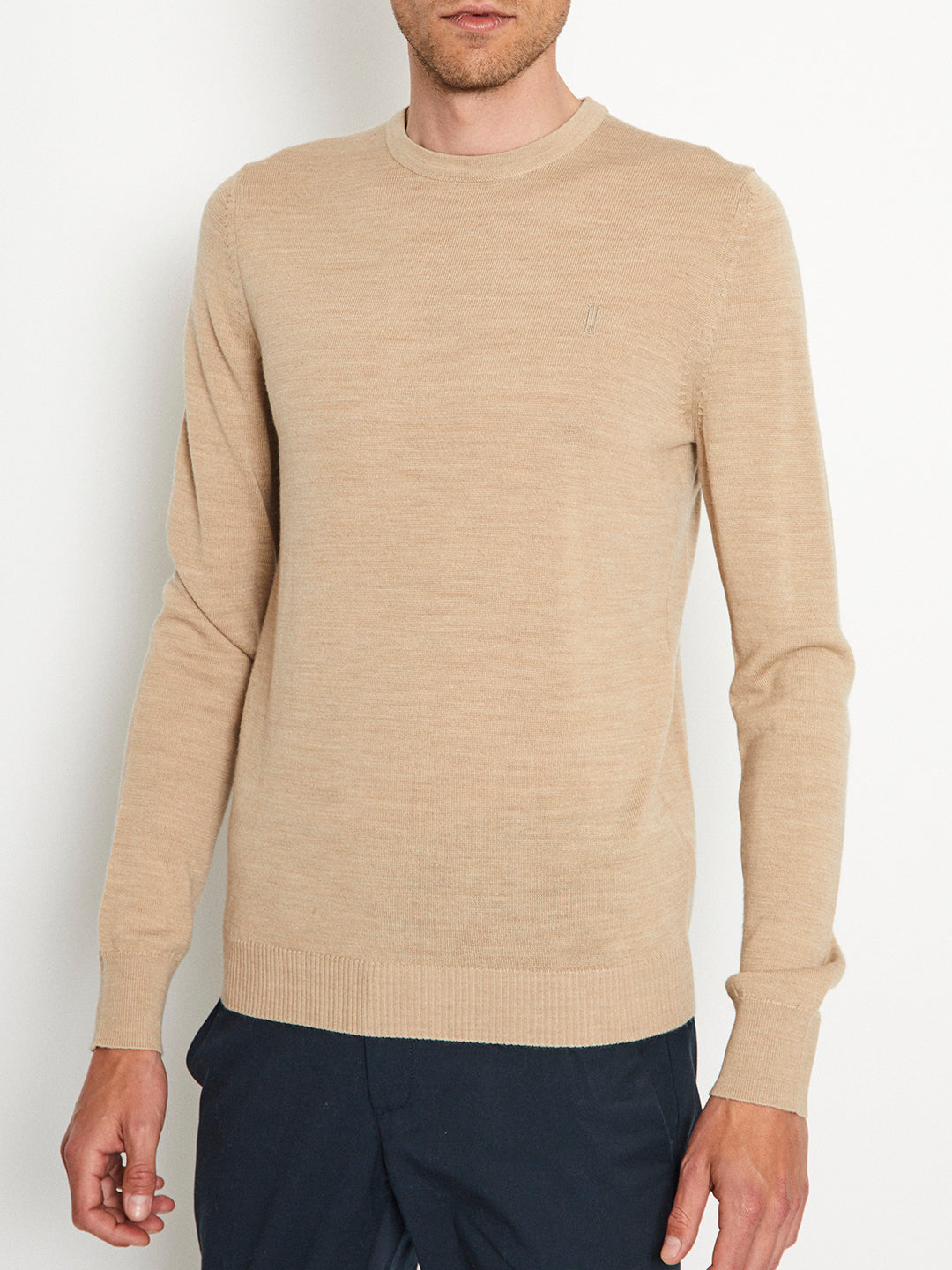 Bruun & Stengade Men Beige Printed Round Neck Sweater