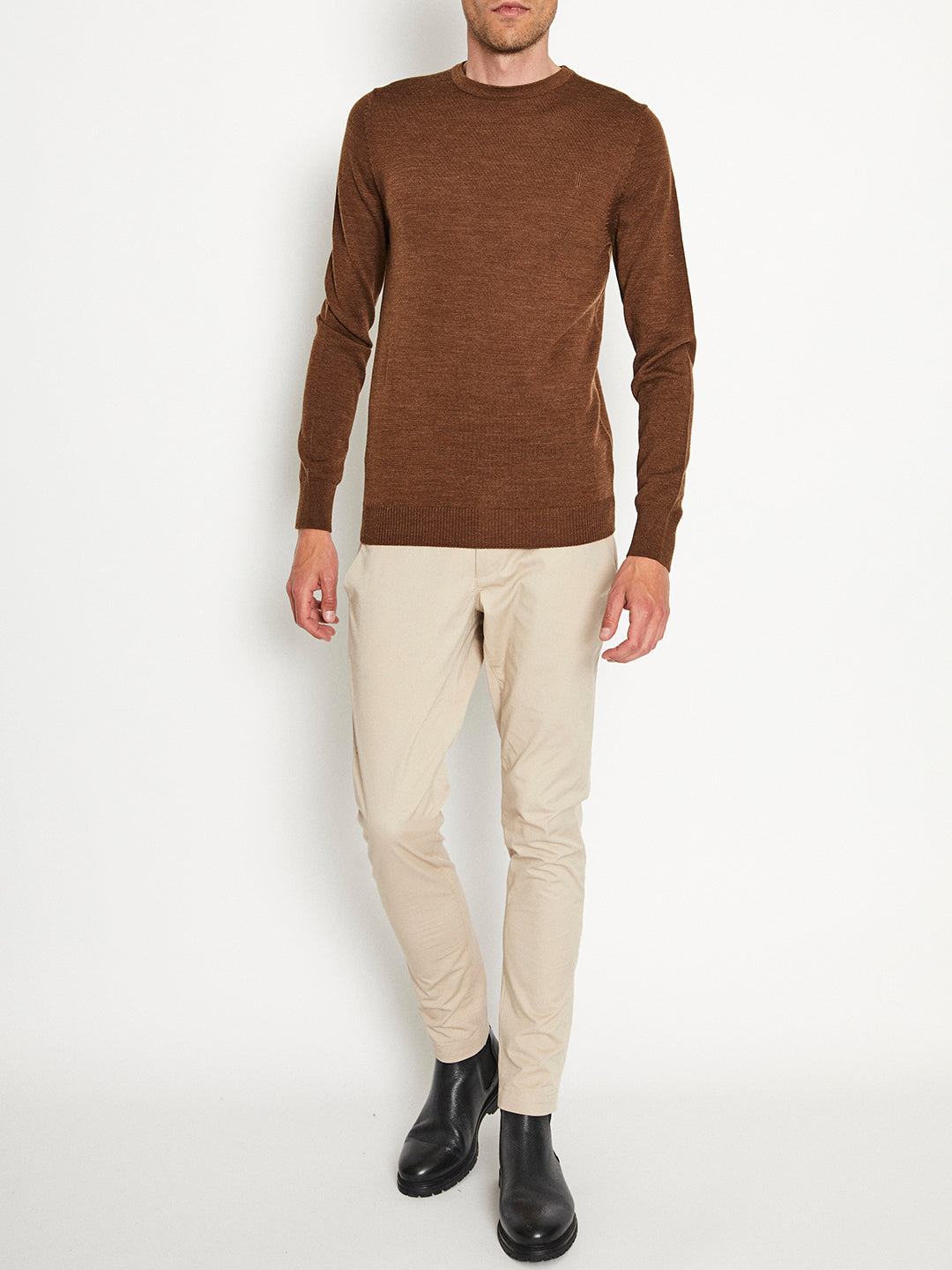 Bruun & Stengade Men Brown Printed Round Neck Sweater