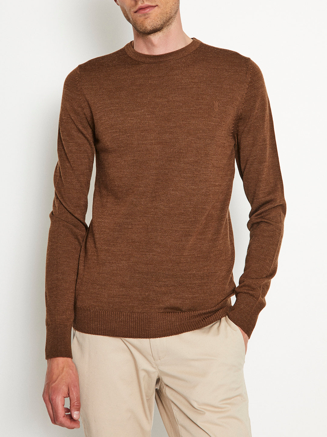 Bruun & Stengade Men Brown Printed Round Neck Sweater