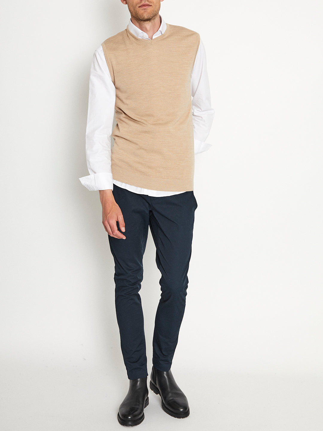 Bruun & Stengade Men Beige Printed Round Neck Sweater