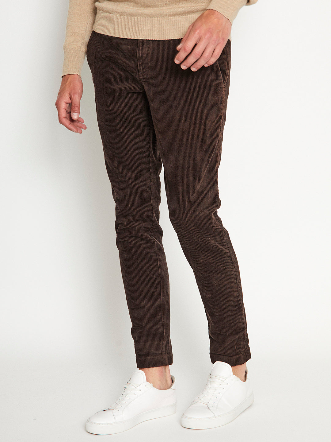 Bruun & Stengade Men Brown Solid Slim Fit Trouser