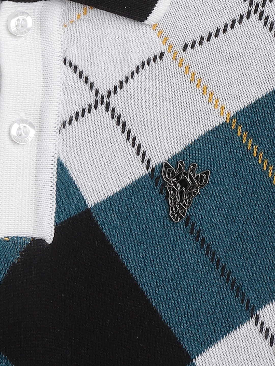 Blue Giraffe Boys Multi-Color Checked Polo Collar Full Sleeves Tshirt