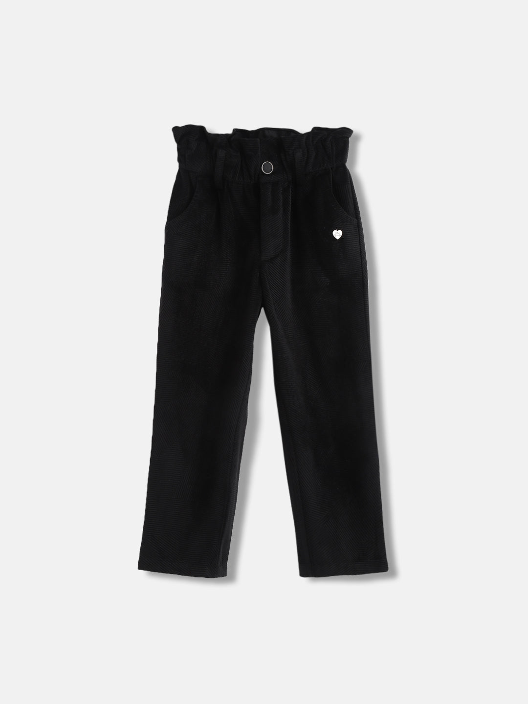 Shop Blue Giraffe Girls Black Solid Regular Fit Flat-Front Trouser Online