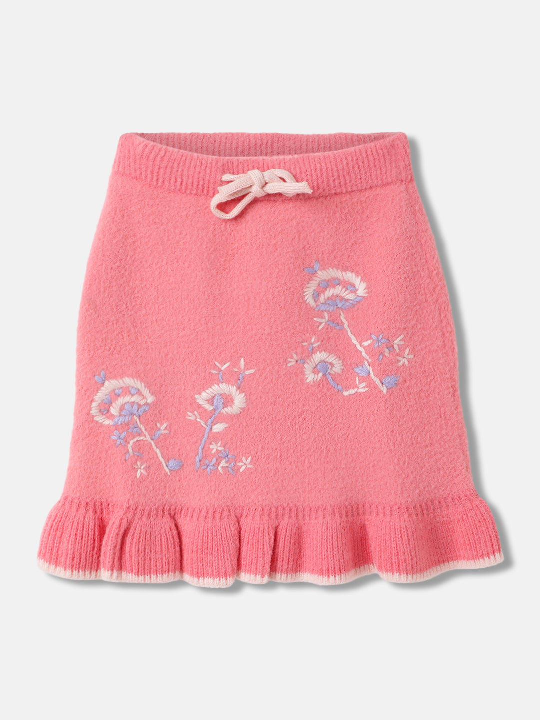 Blue Giraffe Girls Pink Self Design Regular Fit Mid-Rise Straight Skirt