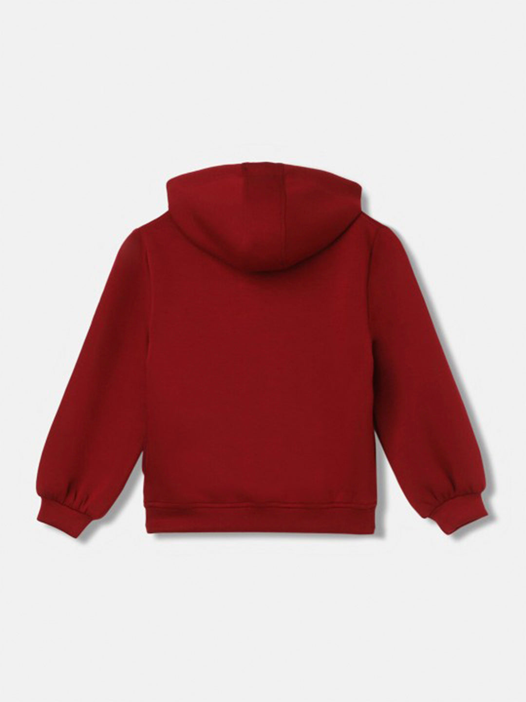 Blue Giraffe Girls Red Solid Hooded Full Sleeves Zip Through Hoodie