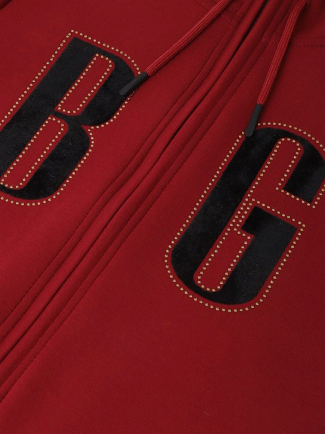 Blue Giraffe Girls Red Solid Hooded Full Sleeves Zip Through Hoodie