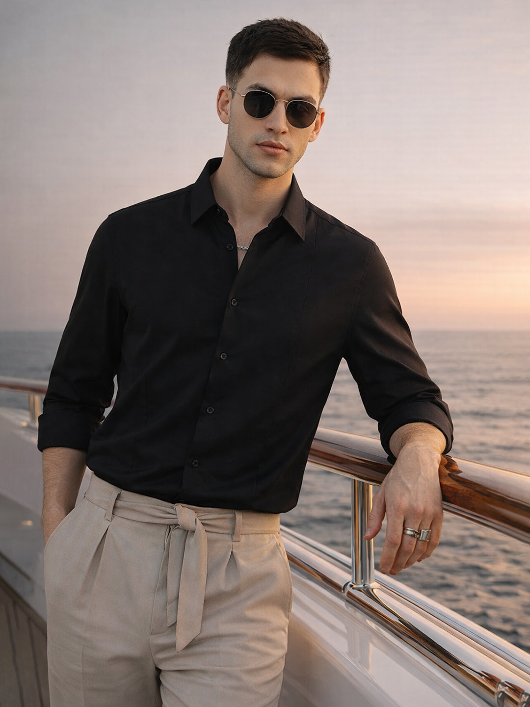 Iconic Black Fashion Slim Fit Shirt