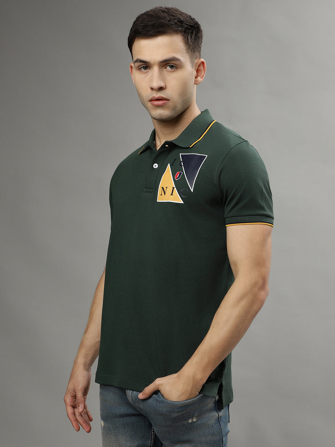 Iconic Men Green Polo Tshirt