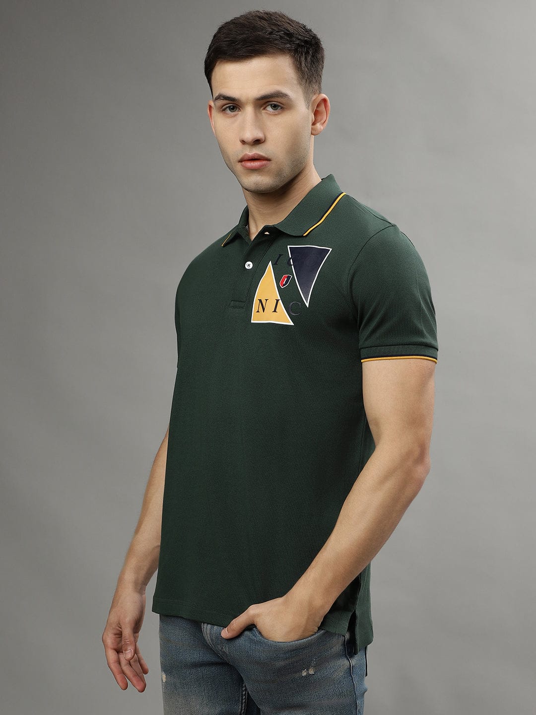Iconic Men Green Polo Tshirt