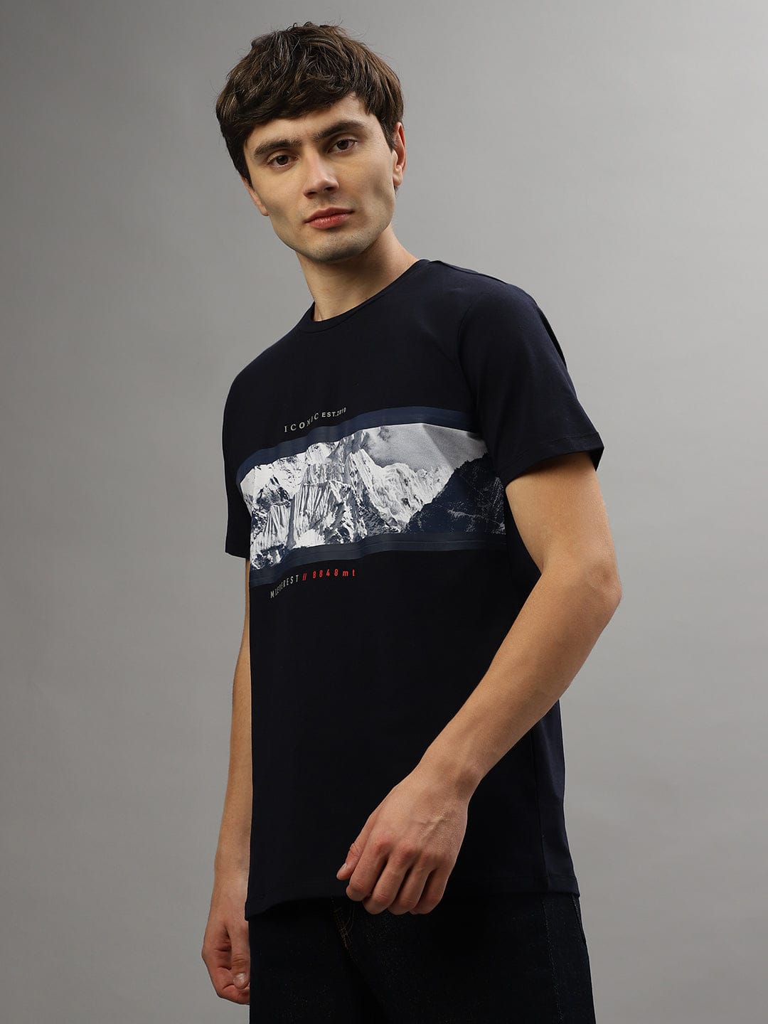 Iconic Men Blue Round Neck Tshirt