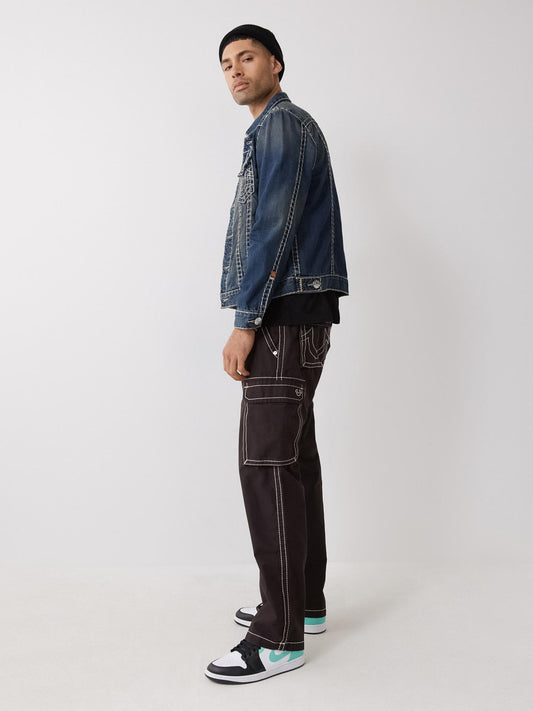 True Religion Men Black Solid Oversize Fit Mid-Rise Trouser