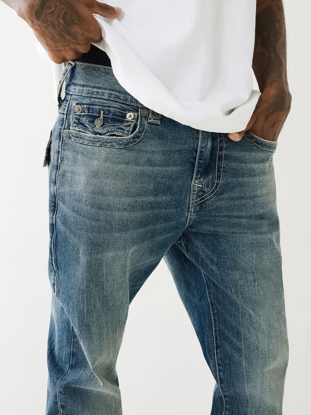 True Religion SN Rocco Skinny Fit Blue Mid-Rise Solid Jeans