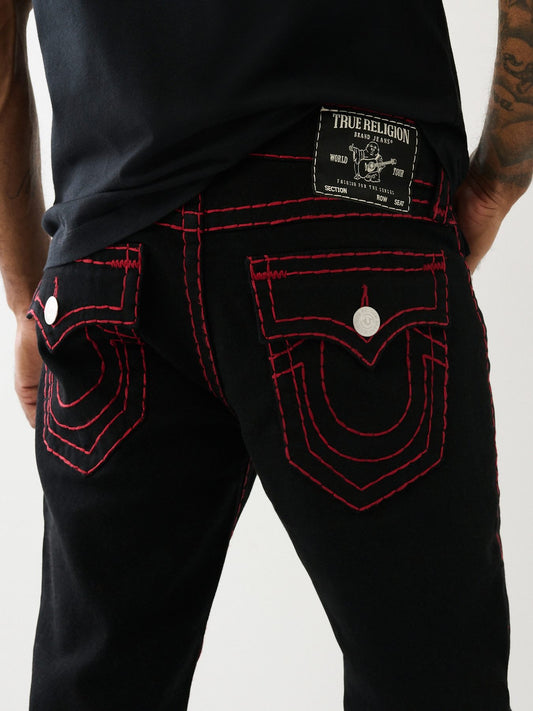 True Religion Men Black Solid Straight Fit Mid-Rise Jeans
