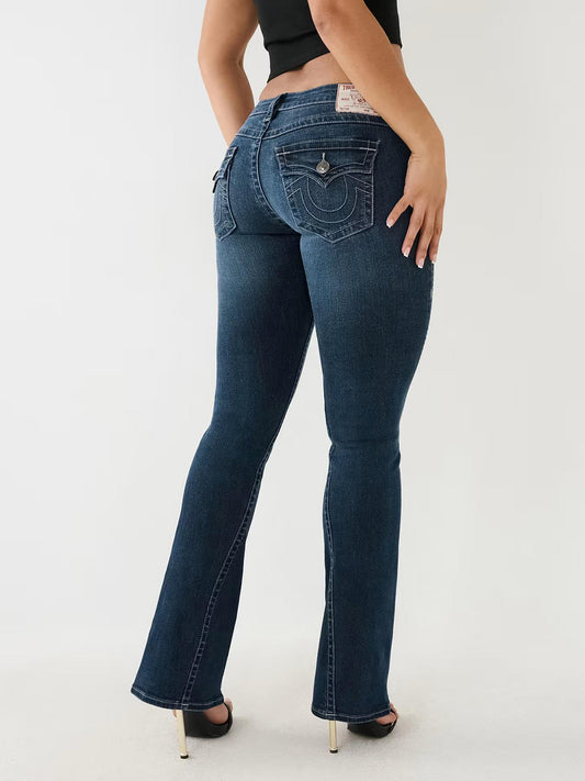 True Religion SN Joey Flared Blue Low-Rise Solid Jeans