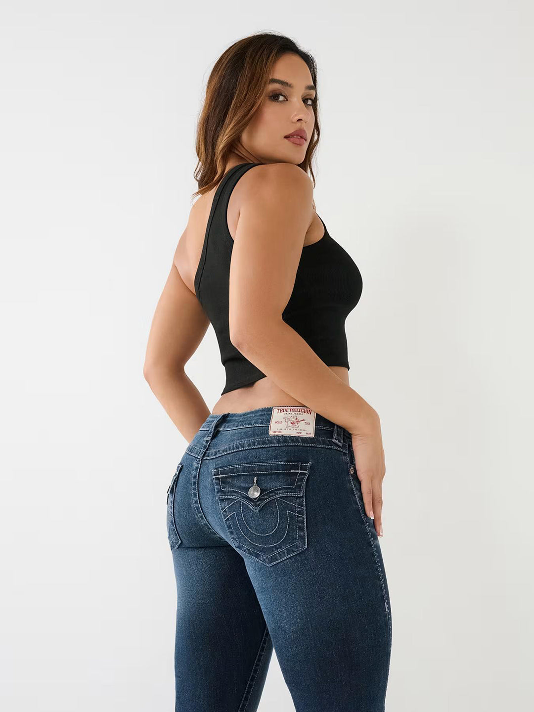 True Religion SN Joey Flared Blue Low-Rise Solid Jeans