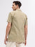 Lindbergh Men Beige Embroidered Resort Collar Short Sleeves Shirt