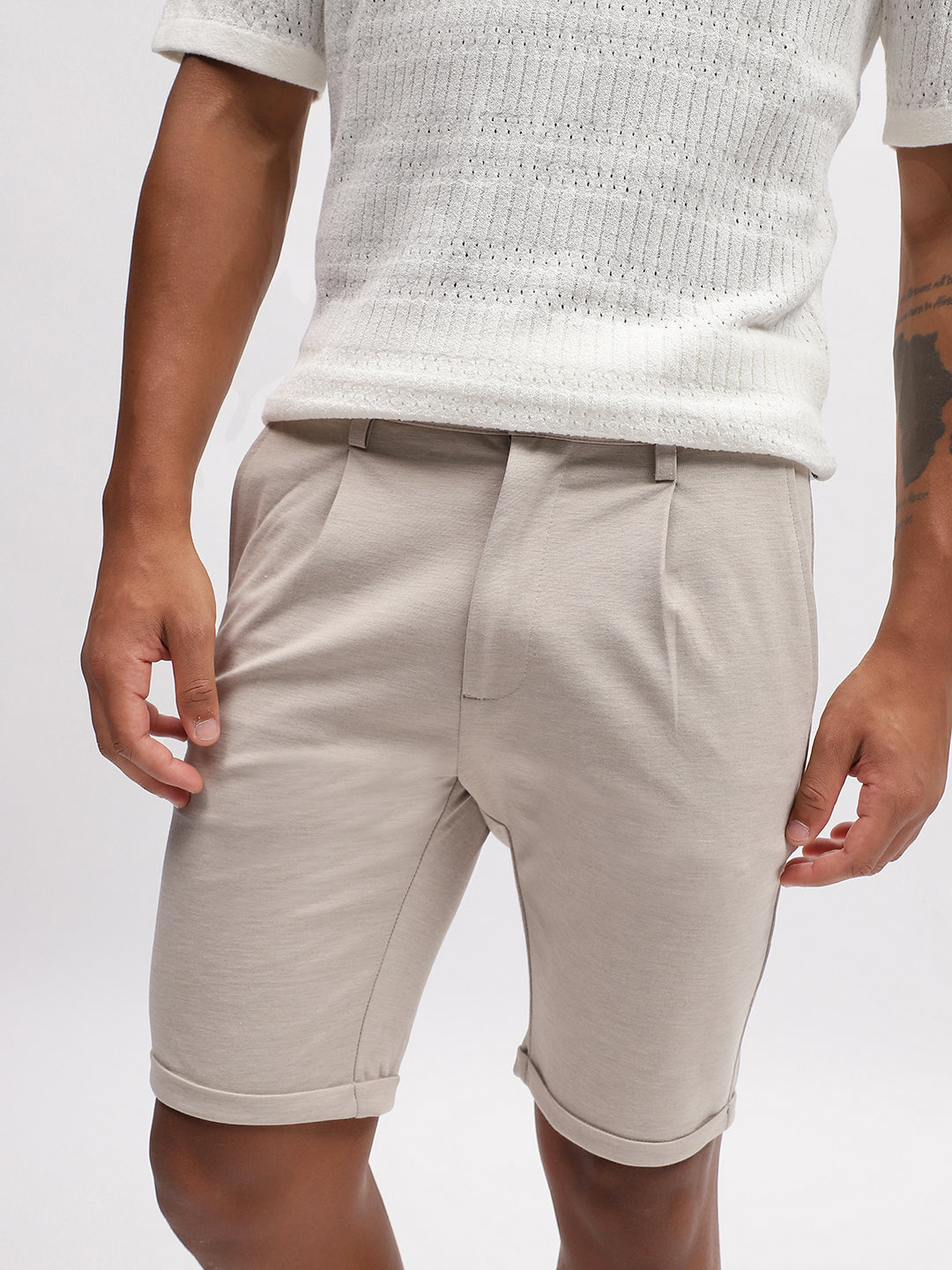Lindbergh Men White Solid Regular Fit Shorts