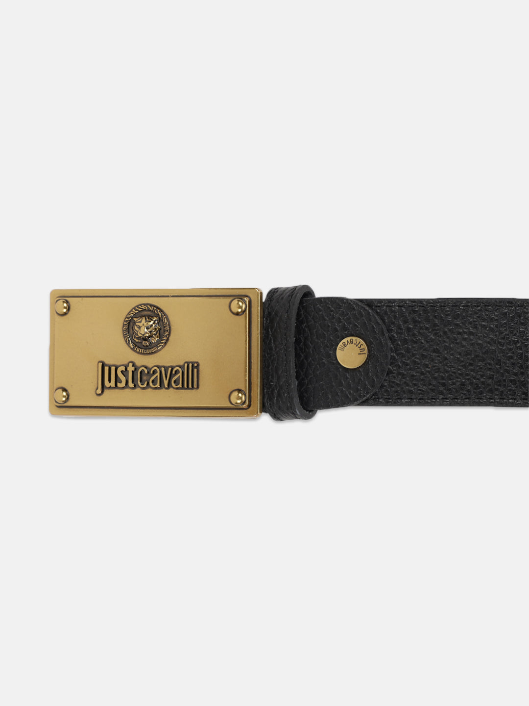 Just Cavalli Men Black Solid Push Pin Buckle Belt