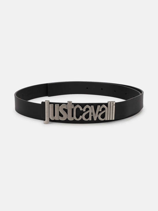 Just Cavalli Men Black Solid Push Pin Buckle Belt