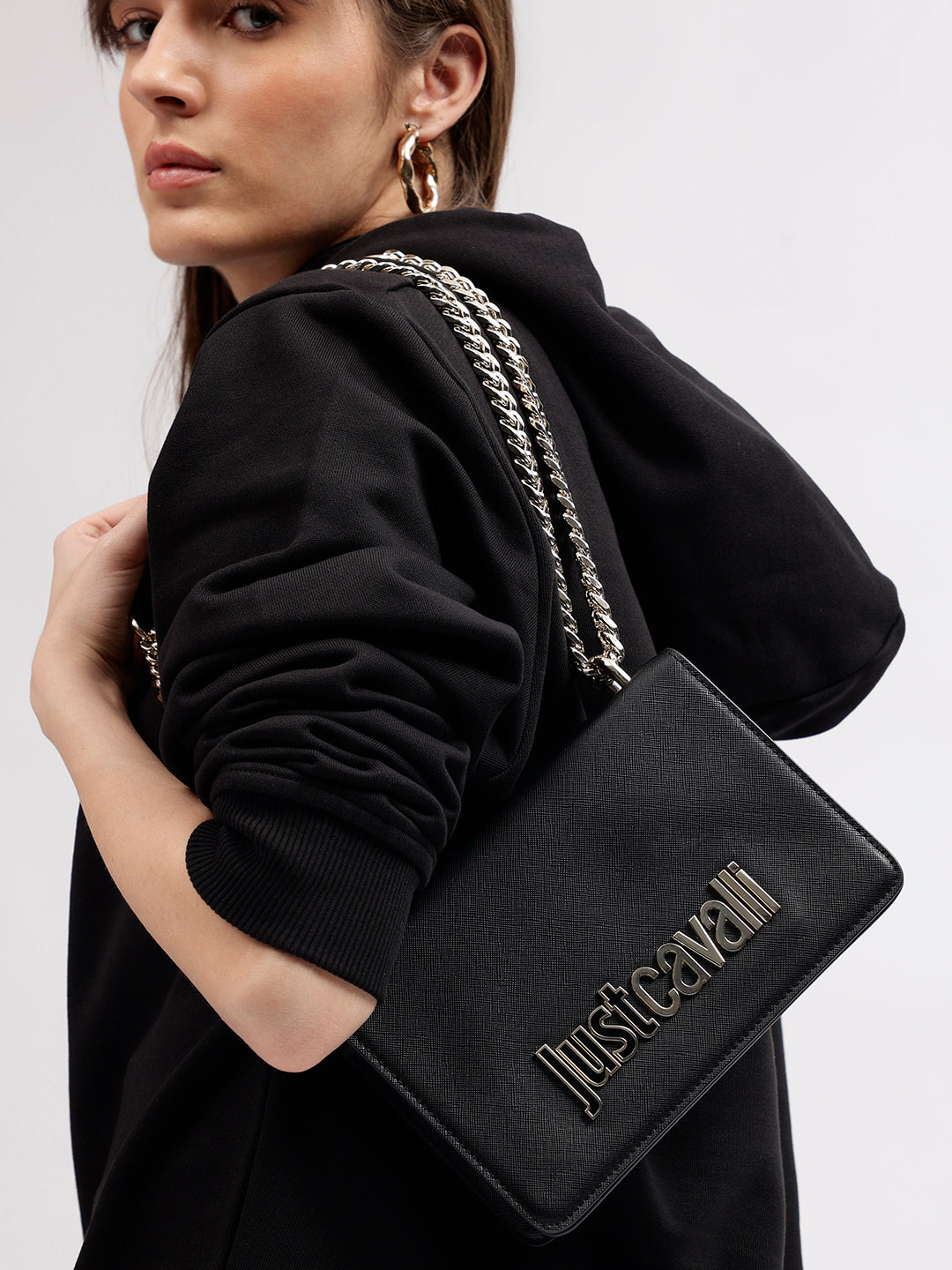 Just Cavalli Women Black Solid Crossbody Bag